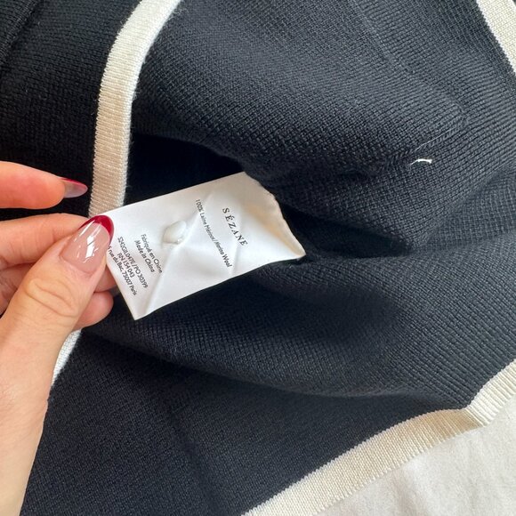 Sezane Brielle Cardigan black and white button-up cardigan - Picture 3 of 3
